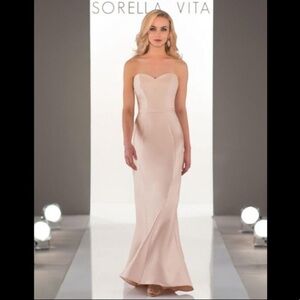 sorella vita mikado parisan rose sweetheart neck line long gown